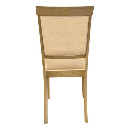 Chaise hévéa massif/  tissu COSTAL Imitation chêne clair vieilli