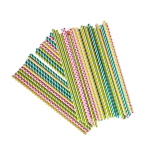 Pailles En Papier Rayées Multicolores – Lot De 50 – 20 Cm – Fête, Anniversaire, Cocktail