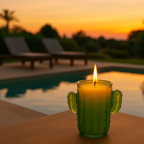 Bougie Citronnelle Cactus En Pot – Anti-moustique Extérieur Durable