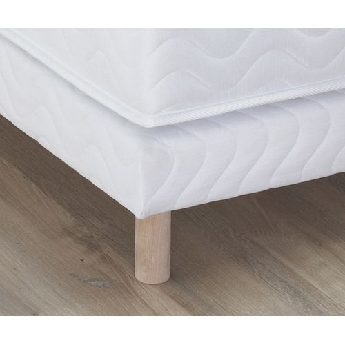 Sommier Tapissier à Lattes Blanc avec jeux de 8 pieds - 160x200 cm (2x80x200)