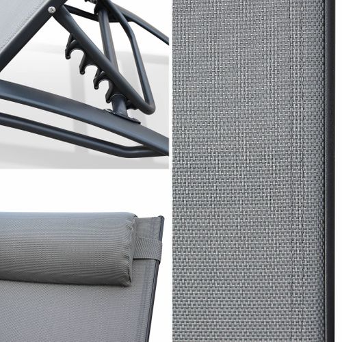 Duo De Bains De Soleil Aluminium - Louisa Anthracite - Transats Aluminium Et Textilène