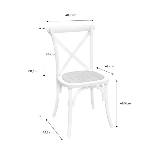 Lot De 2 Chaises De Bistrot En Bois D'hévéa Noir. Vintage. Assise En Rotin. Empilables