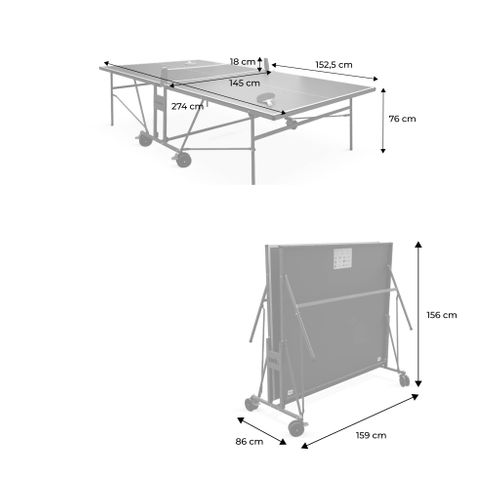 Table De Ping Pong Indoor Bleue. Avec 2 Raquettes Et 3 Balles. Utilisation Intérieure + Housse