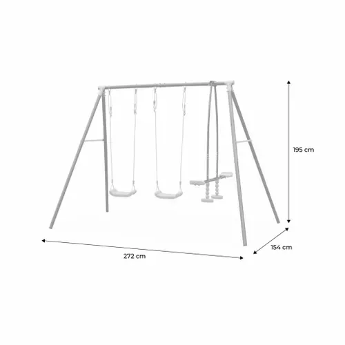 Balançoire 3 Agrès - Tramontane - Portique Avec 2 Balançoires Et 1 Face à Face. Balancoire 195cm De