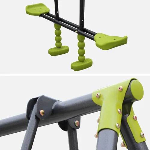 Balançoire 3 Agrès - Tramontane - Portique Avec 2 Balançoires Et 1 Face à Face. Balancoire 195cm De