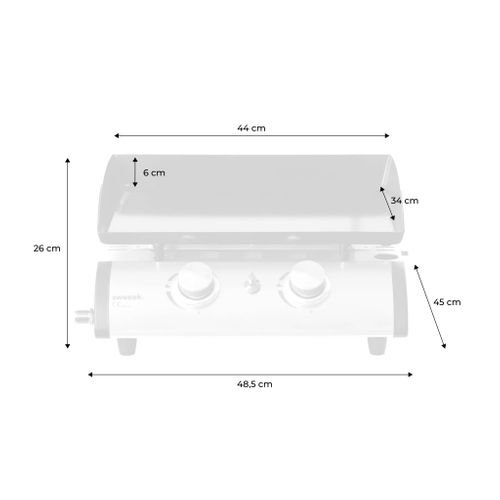 Plancha Au Gaz 2 Brûleurs - Porthos - 5 Kw. Barbecue. Cuisine Extérieure. Plaque émaillée. Inox