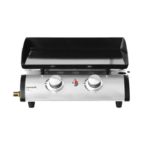 Plancha Au Gaz 2 Brûleurs - Porthos - 5 Kw. Barbecue. Cuisine Extérieure. Plaque émaillée. Inox