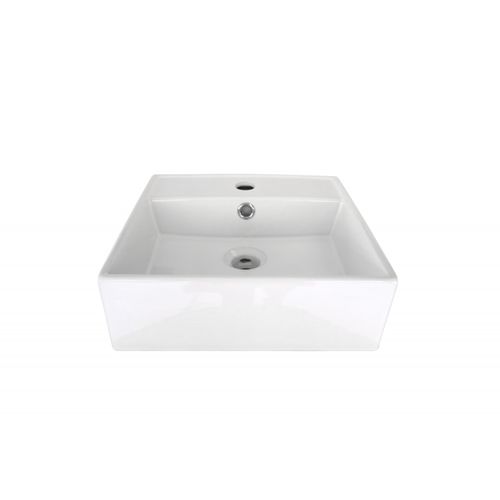 Vasque à Poser Carrée En Céramique Blanche 38cm