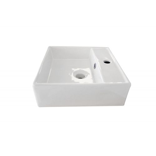 Vasque à Poser Carrée En Céramique Blanche 38cm