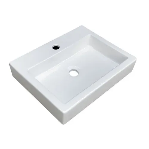 Vasque à Poser Rectangle En Céramique Blanche 48x38cm