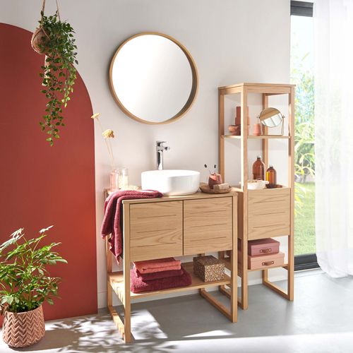 Meuble Sous Vasque Plaqué Chêne Naturel Atoll 70cm