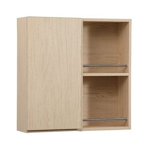 Meuble De Rangement Suspendu Will - Meuble Haut Salle De Bain 1 Porte - Décor Chêne