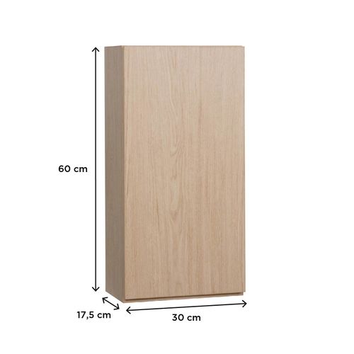 Meuble De Rangement Suspendu Will - Meuble Haut Salle De Bain 1 Porte - Décor Chêne