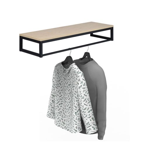 Penderie étagère Murale Bois Et Métal L90 Cm Grif Métal Noir Et Bois