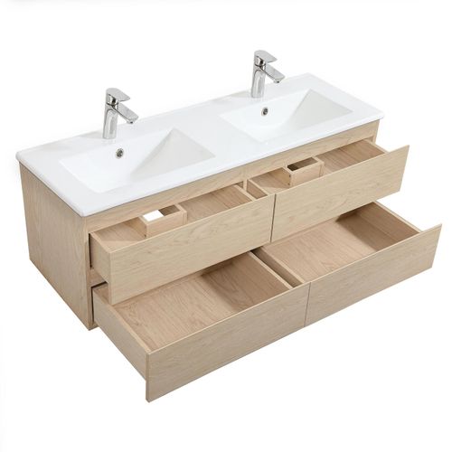 Meuble Double Vasque Sorrento Suspendu Avec Plan Céramique 120cm