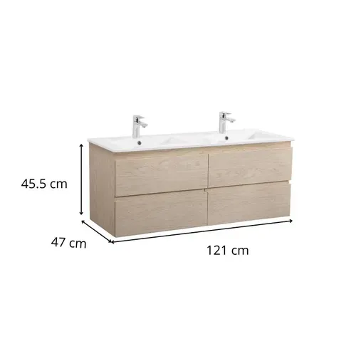 Meuble Double Vasque Sorrento Suspendu Avec Plan Céramique 120cm