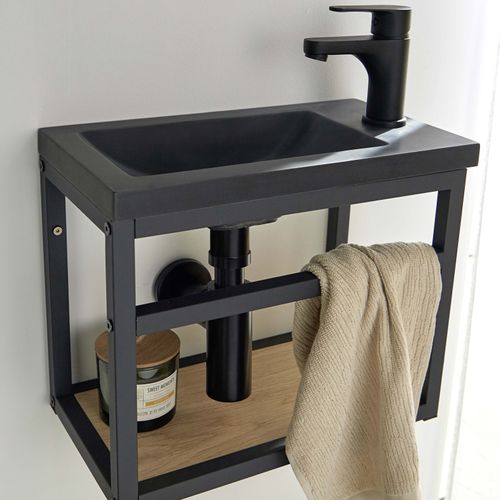 Meuble Lave-mains Gain De Place Avec Vasque Résine 40x32.5cm