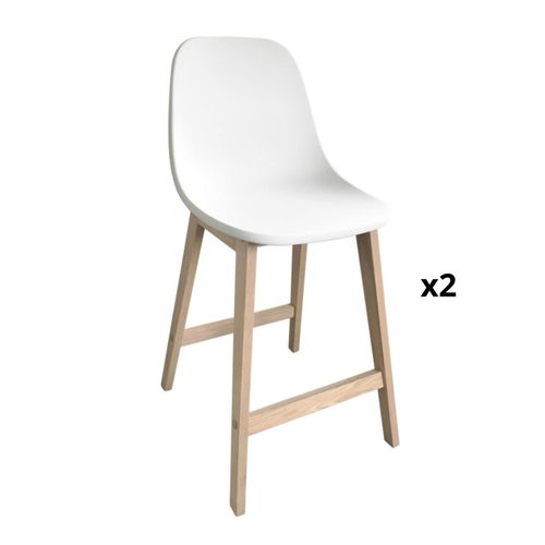 Lot De Chaises D'ilot Et Bar Elios En Chêne Avec Assise Plastique 65cm