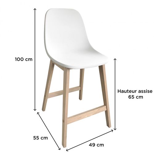 Lot De Chaises D'ilot Et Bar Elios En Chêne Avec Assise Plastique 65cm