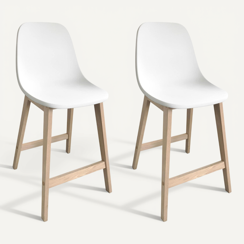 Lot De Chaises D'ilot Et Bar Elios En Chêne Avec Assise Plastique 65cm