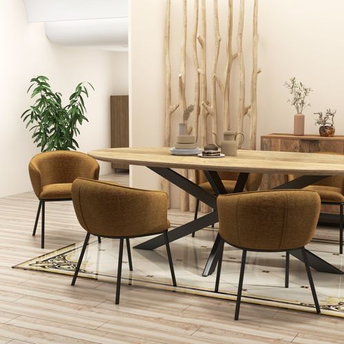 Alvin-fauteuil De Table En Tissu Luxury Moutarde