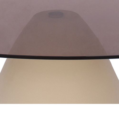 Dylon-table Basse Ovale En Verre Fumé Et Métal Ivoire