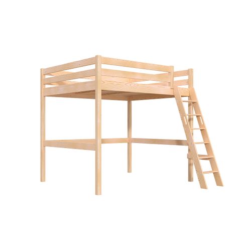 Lit Mezzanine 2 Places Bois Sylvia 160x200 Échelle Inclinée