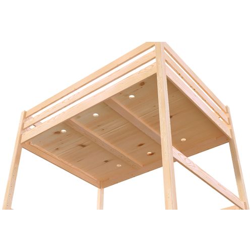 Lit Mezzanine Bois 160x200 Avec Escalier Cube Sylvia, Gris