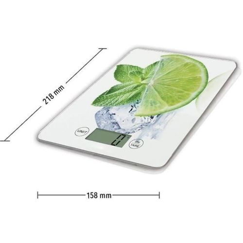 Balance De Cuisine Électronique Fine, Plateau Verre, 5 Kg, Précision 1 G, Citron