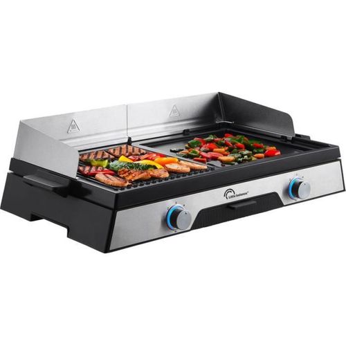 Plancha Électrique 2200 W 50 X 30 Cm 2 Zones Grill Et Plancha
