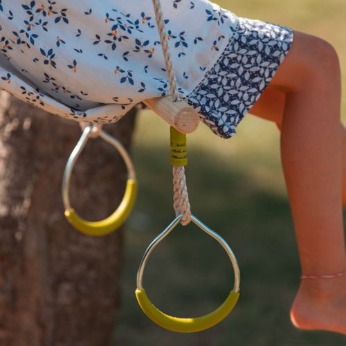 Trapèze Bois Avec Paire D’anneaux Métal Pour Portique De 2 À 2.5m. Agrès Balançoire. Accessoire
