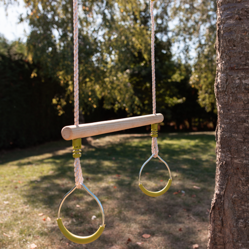 Trapèze Bois Avec Paire D’anneaux Métal Pour Portique De 2 À 2.5m. Agrès Balançoire. Accessoire