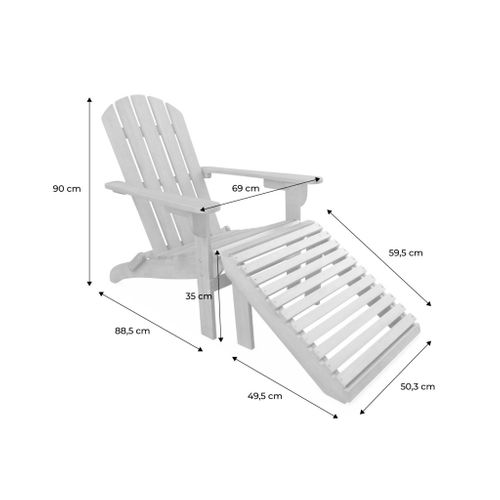 Fauteuil De Jardin En Bois Avec Repose-pieds/table Basse - Adirondack Salamanca - Eucalyptus.