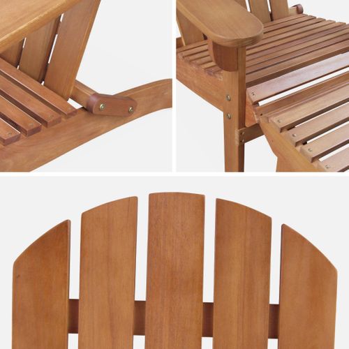 Fauteuil De Jardin En Bois Avec Repose-pieds/table Basse - Adirondack Salamanca - Eucalyptus.