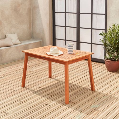 Table De Jardin En Bois 120-180cm - Almeria - Table Rectangulaire Avec Allonge Eucalyptus Intérieur