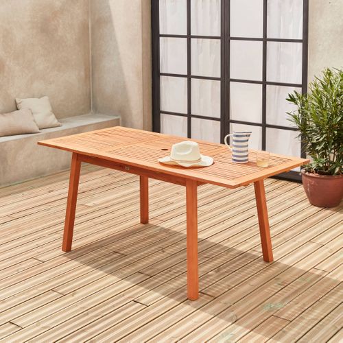 Table De Jardin En Bois 120-180cm - Almeria - Table Rectangulaire Avec Allonge Eucalyptus Intérieur