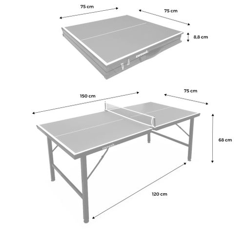 Mini Table De Ping Pong 150x75cm - Table Pliable Indoor Bleue. Avec 2 Raquettes Et 3 Balles. Valise