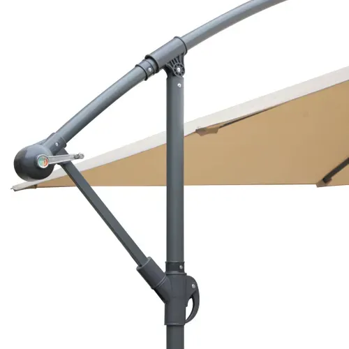 Parasol Déporté Carré 3x3m - Hardelot 3x3m - Beige - Manivelle Anti-retour - Toile Déperlante -