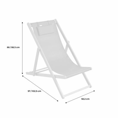 Chiliennes Bois - Creus - 2 Transats En Bois D'eucalyptus Huilé Avec Coussin Repose-tête Gris