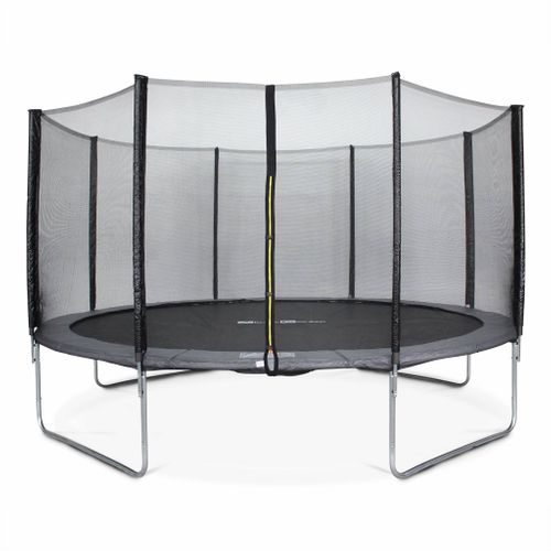Trampoline Rond D. 430cm Gris Avec Son Filet De Protection - Vénus - Trampoline De Jardin 430cm 4m-