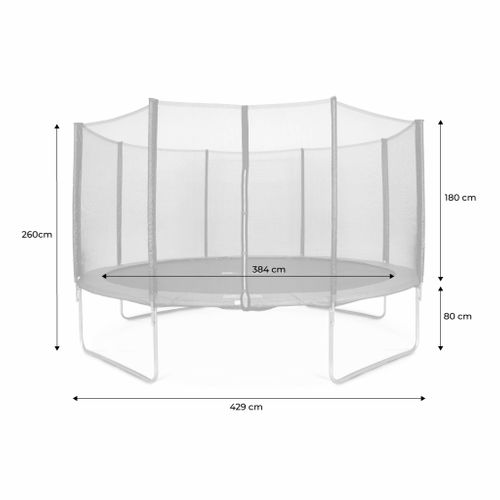 Trampoline Rond D. 430cm Gris Avec Son Filet De Protection - Vénus - Trampoline De Jardin 430cm 4m-