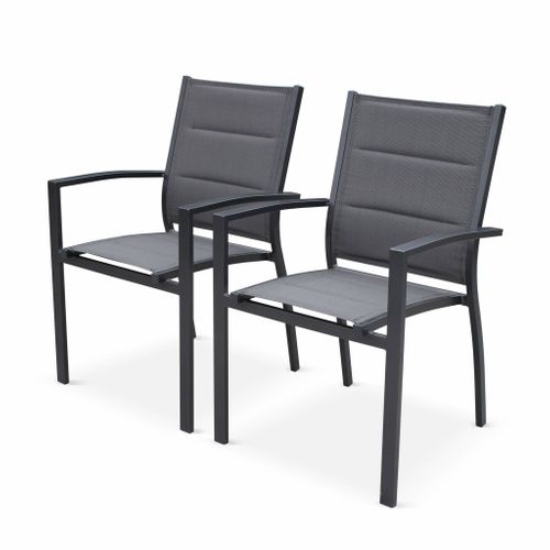 Table De Jardin Extensible Aluminium + 8 Assises - Chicago Anthracite/gris Taupe - Table En