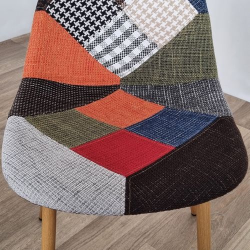 Lot De 4 Chaises Scandinaves Tissu Patchwork - Ela