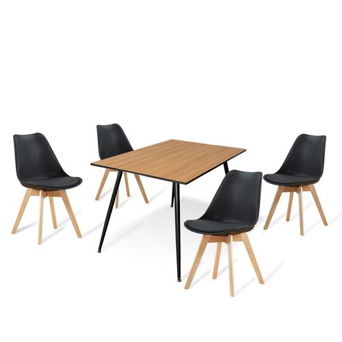 Ensemble Table à Manger Rectangulaire Et 4 Chaises Scandinaves Bois En Bois - Norabjorn
