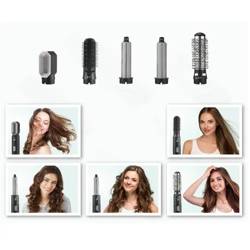 Brosse Soufflante 5 En 1 Air Styler et Sèche-cheveux : Lissage, Séchage, Boucle, Brushing 1000w