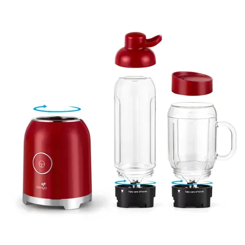 Blender smoothie portable 250W – 6 lames inox – 2 bouteilles (500 ml + 600 ml) – Lave-vaisselle