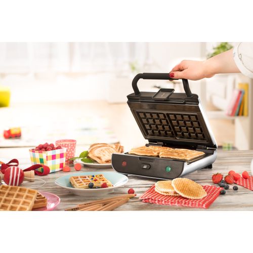 Gaufrier, Appareil À Croques Et Gaufres 2en1 Silver Duo Waffles