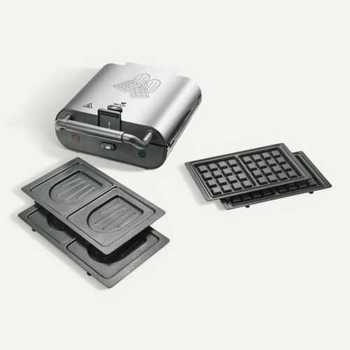 Gaufrier, Appareil À Croques Et Gaufres 2en1 Silver Duo Waffles