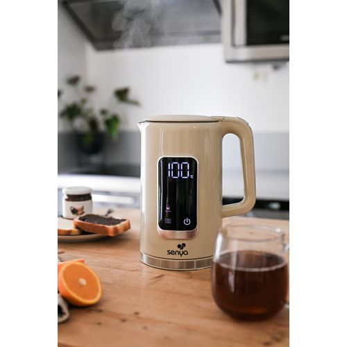 Bouilloire Électrique Programmable Double Paroi Crème Avec 5 Menus Automatiques Sybf-k043c