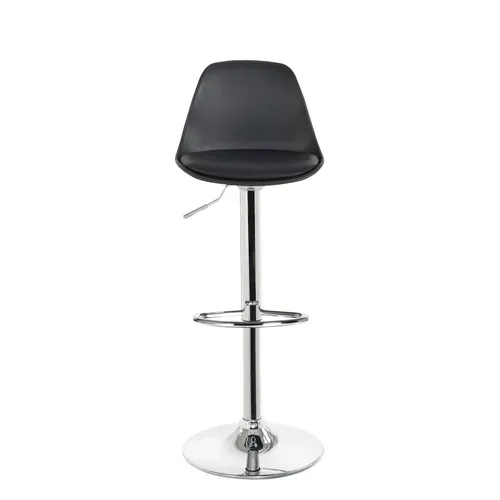 Lot 2 Tabourets De Bar Cuisine Coussin Simili Pivotant Hauteur Réglable Pied Chrome Sig (noir)